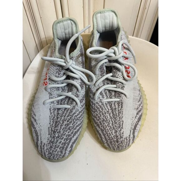 Yeezy Adidas Men's Boost 350 V2 Blue Tint Lace Up Sneaker Shoes Gray Size 6 - Picture 2 of 9